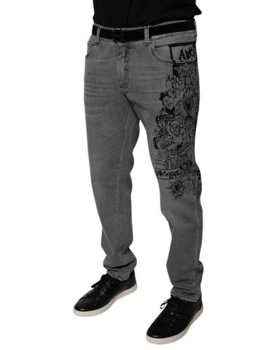 Graphic Print Cotton Skinny Denim Men's Jeans - Dolce & Gabbana - Modalova