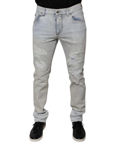 Cotton Blend Tattered Skinny Denim Men's Jeans - Dolce & Gabbana - Modalova