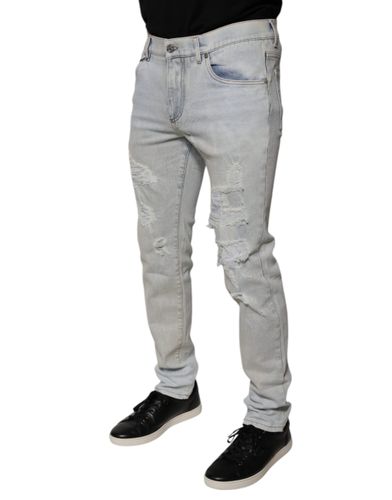 Cotton Blend Tattered Skinny Denim Men's Jeans - Dolce & Gabbana - Modalova