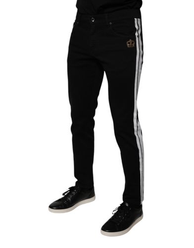 Black Crown White Lining Skinny Denim Men's Jeans - Dolce & Gabbana - Modalova