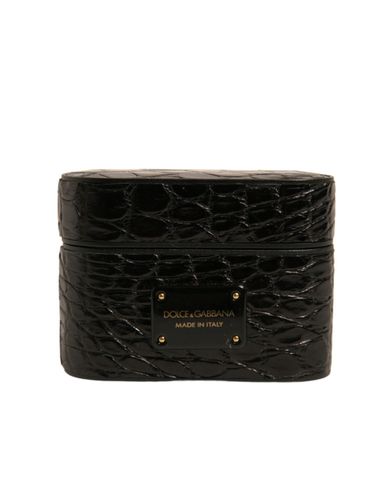 Leather Metal Logo Plaque Holder Airpods Case - Dolce & Gabbana - Modalova