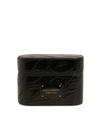 Leather Metal Logo Plaque Holder Airpods Case - Dolce & Gabbana - Modalova