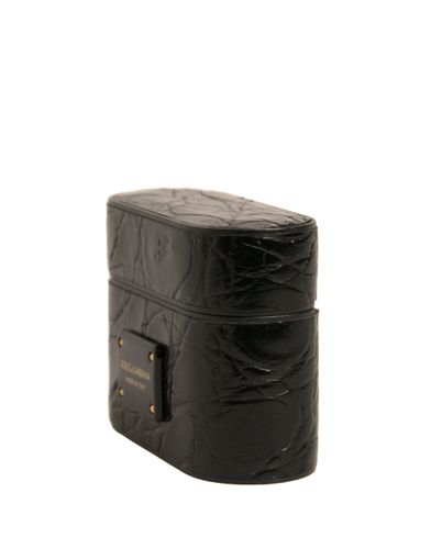 Leather Metal Logo Plaque Holder Airpods Case - Dolce & Gabbana - Modalova