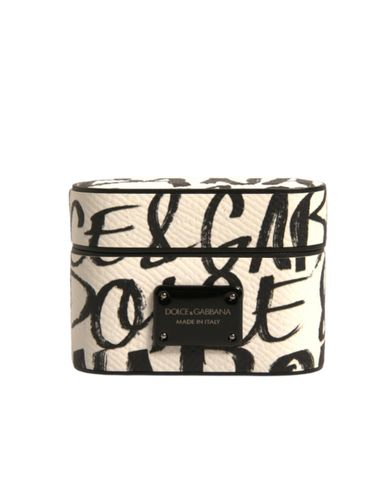 Leather Scribble Embossed Logo Airpods Case - Dolce & Gabbana - Modalova