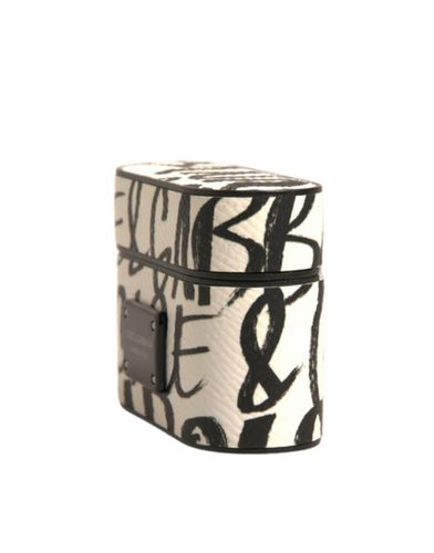 Leather Scribble Embossed Logo Airpods Case - Dolce & Gabbana - Modalova