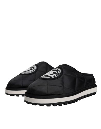 Nylon Quilted Logo Patch Sandals Slides Men's Shoes - Dolce & Gabbana - Modalova