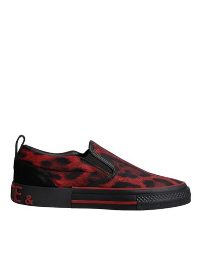 Red Black Leopard Cotton Men Low Top Sneakers Men's Shoes - Dolce & Gabbana - Modalova