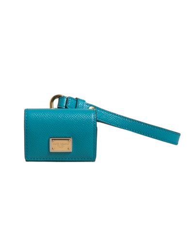 Logo Plaque Leather Gold Metal Strap Airpods Case - Dolce & Gabbana - Modalova