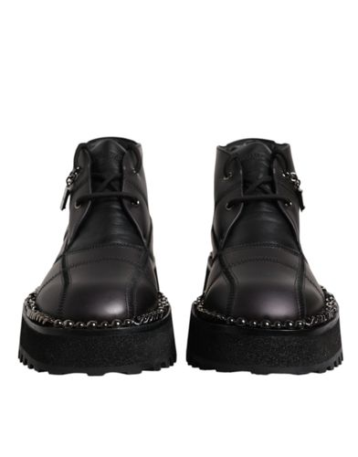 Leather Lace Up Ankle Boots Men's Shoes - Dolce & Gabbana - Modalova