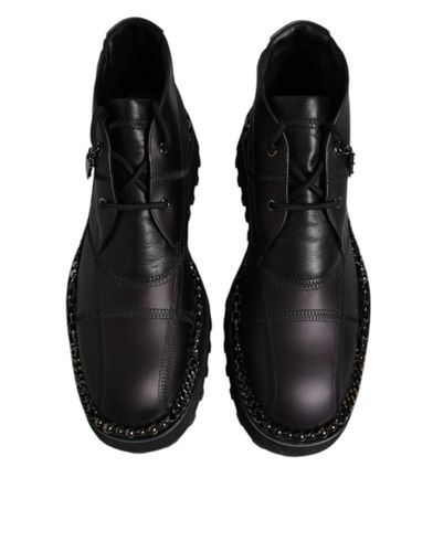 Leather Lace Up Ankle Boots Men's Shoes - Dolce & Gabbana - Modalova