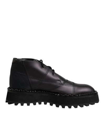 Leather Lace Up Ankle Boots Men's Shoes - Dolce & Gabbana - Modalova