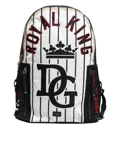 Black White Vulcano Royal King Print Men Backpack Men's Bag (Pre-Owned) - Dolce & Gabbana - Modalova