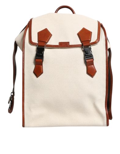 Brown Canvas Leather EDGE Travel Men Back Pack Men's Bag (Pre-Owned) - Dolce & Gabbana - Modalova
