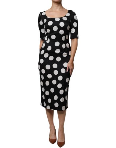 Black White Silk Polka Dots Sheath Midi Women's Dress (Pre-Owned) - Dolce & Gabbana - Modalova
