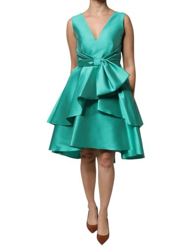 Satin Polyester Sleeveless V-neck Layered Women's Dress (Pre-Owned) - Alberta Ferretti - Modalova