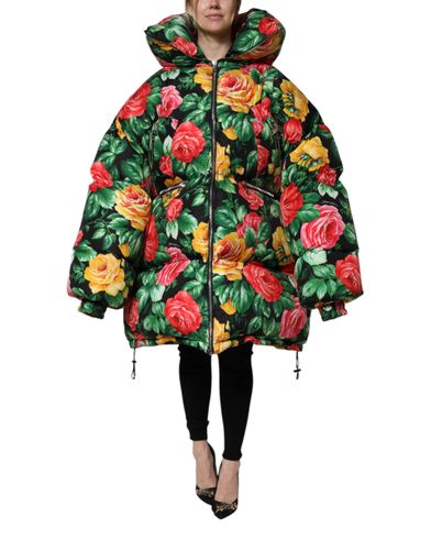 Floral Puffer Hooded Women's Jacket - Dolce & Gabbana - Modalova