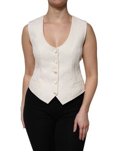 Ivory Cotton Button Down Sleeveless Vest Women's Top - Dolce & Gabbana - Modalova