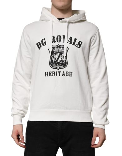 White Cotton DG ROYAL Print Hooded Men's Sweater - Dolce & Gabbana - Modalova