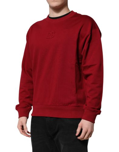 Embossed Logo Cotton Crew Neck Men's Sweater - Dolce & Gabbana - Modalova