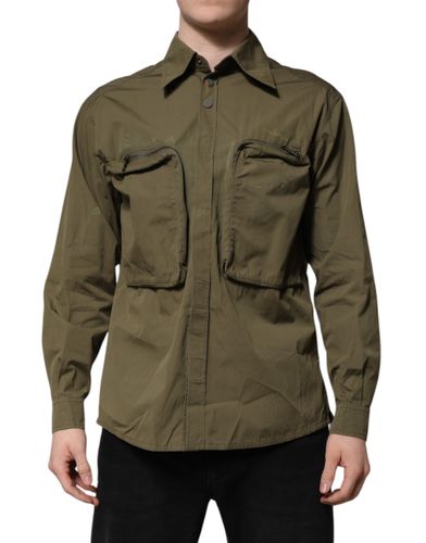 Army Green Button Down Long Sleeves Men's Shirt (Pre-Owned) - Dolce & Gabbana - Modalova