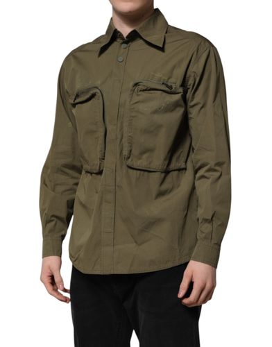 Army Green Button Down Long Sleeves Men's Shirt (Pre-Owned) - Dolce & Gabbana - Modalova
