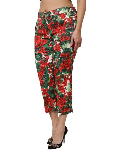 Floral Print Cropped Women's Pants - Dolce & Gabbana - Modalova