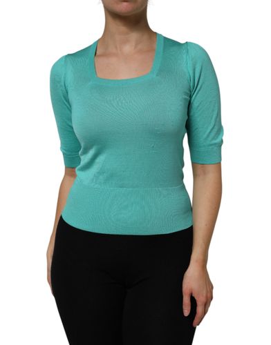 Aqua Silk Short Sleeves Square Neck Women's Top (Pre-Owned) - Dolce & Gabbana - Modalova