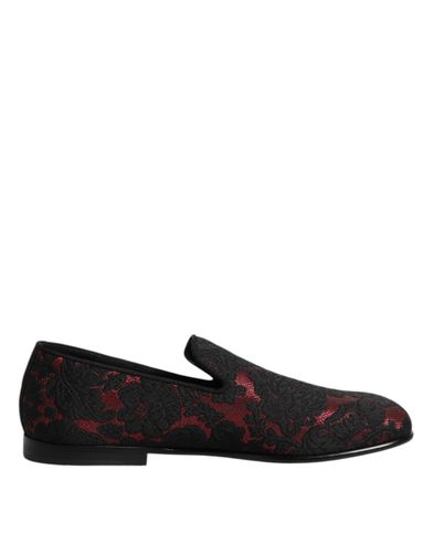 Red Black Jacquard Slip On Loafers Men's Shoes - Dolce & Gabbana - Modalova