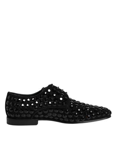 Suede Strass Derby Formal Men's Shoes - Dolce & Gabbana - Modalova