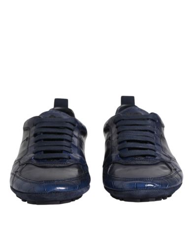 Dark Leather Low Top Men Sneakers Men's Shoes - Dolce & Gabbana - Modalova