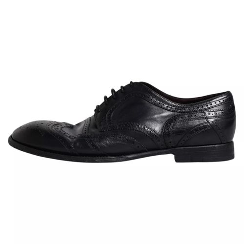 Dark Leather Derby Wingtip Formal Men's Shoes - Dolce & Gabbana - Modalova