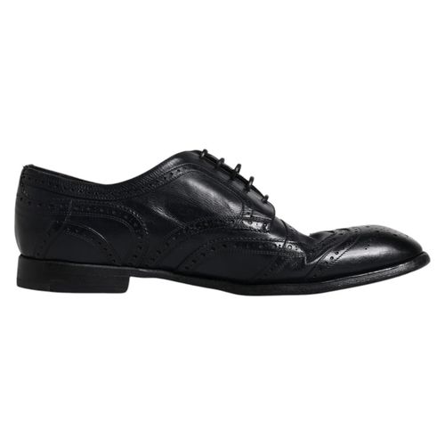 Dark Leather Derby Wingtip Formal Men's Shoes - Dolce & Gabbana - Modalova