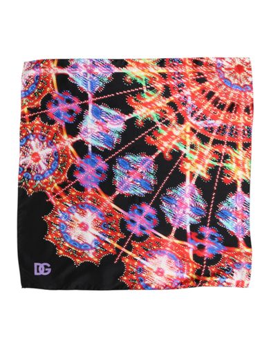 Black Print Square Foulard Men's Scarf - Dolce & Gabbana - Modalova