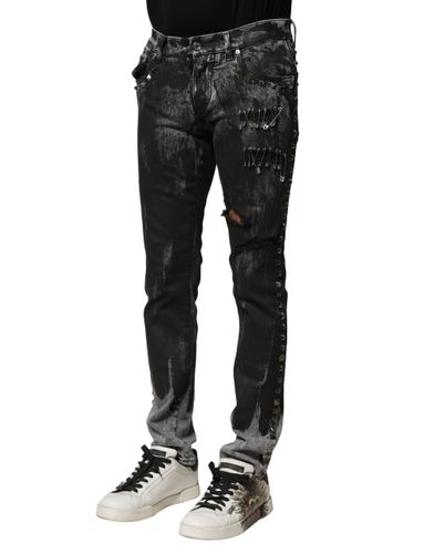 Washed Embellished Skinny Denim Men's Jeans - Dolce & Gabbana - Modalova