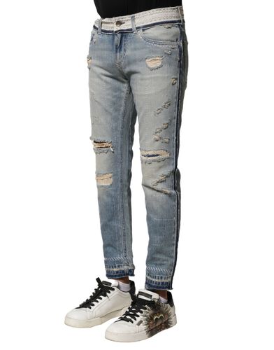 Light Tattered Straight Men Denim Men's Jeans - Dolce & Gabbana - Modalova