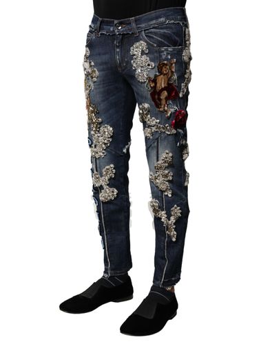 Cotton Rhinestone Embellish Denim Men's Jeans - Dolce & Gabbana - Modalova