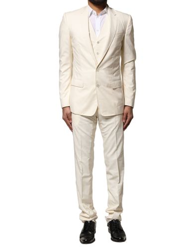 Ivory Wool 3 Piece Single Breasted Men's Suit (Pre-Owned) - Dolce & Gabbana - Modalova