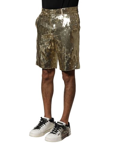 Sequin Polyester Embellished Bermuda Men's Shorts - Dolce & Gabbana - Modalova