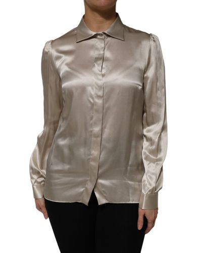 Satin Silk Collared Long Sleeves Women's Top (Pre-Owned) - Dolce & Gabbana - Modalova
