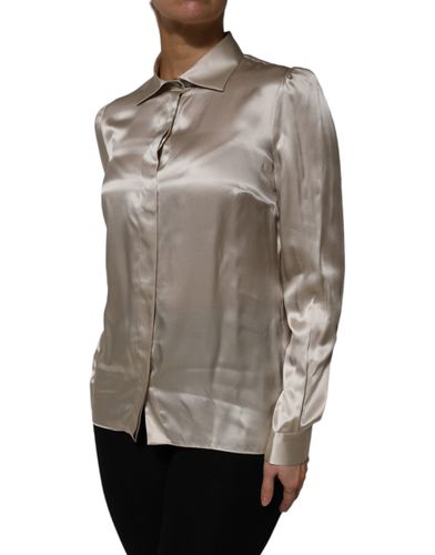 Satin Silk Collared Long Sleeves Women's Top (Pre-Owned) - Dolce & Gabbana - Modalova