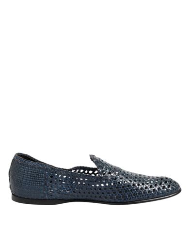 Woven Leather Slip On Loafers Men's Shoes - Dolce & Gabbana - Modalova
