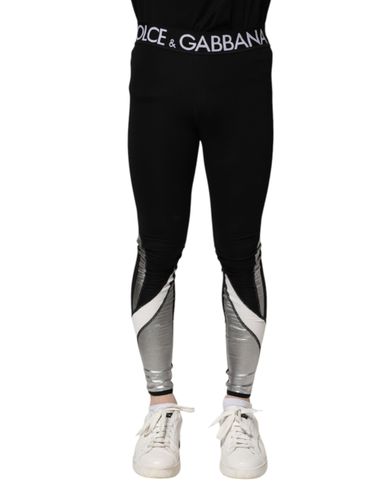 Silver Nylon Skinny Men Leggings Men's Pants - Dolce & Gabbana - Modalova