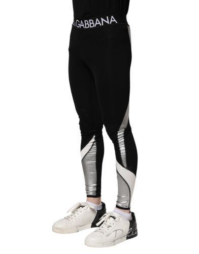 Silver Nylon Skinny Men Leggings Men's Pants - Dolce & Gabbana - Modalova