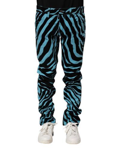 Blue Black Stripes Skinny Denim Men's Jeans - Dolce & Gabbana - Modalova