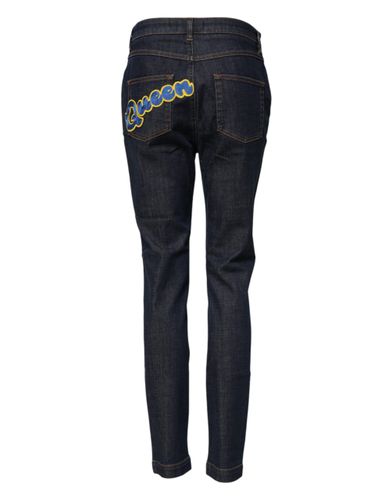 Queen Patch AUDREY Mid Waist Denim Women's Jeans - Dolce & Gabbana - Modalova
