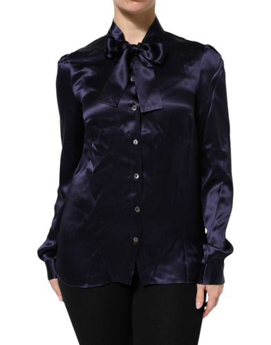 Dark Silk Ascot Collared Blouse Women's Top (Pre-Owned) - Dolce & Gabbana - Modalova
