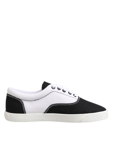 Black Cotton Canvas Lace Up Men Sneakers Men's Shoes - Dolce & Gabbana - Modalova