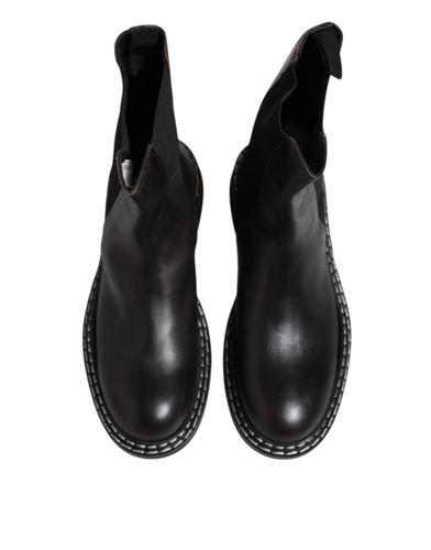 Leather Mid Calf Boots Flats Men's Shoes - Dolce & Gabbana - Modalova