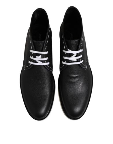 Black White Leather Ankle Boots Men's Shoes - Dolce & Gabbana - Modalova