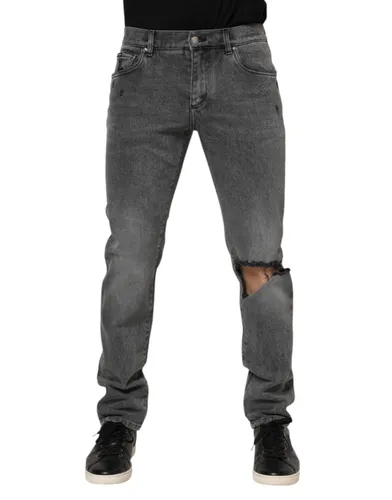 Cotton Logo Plaque Denim Men's Jeans - Dolce & Gabbana - Modalova